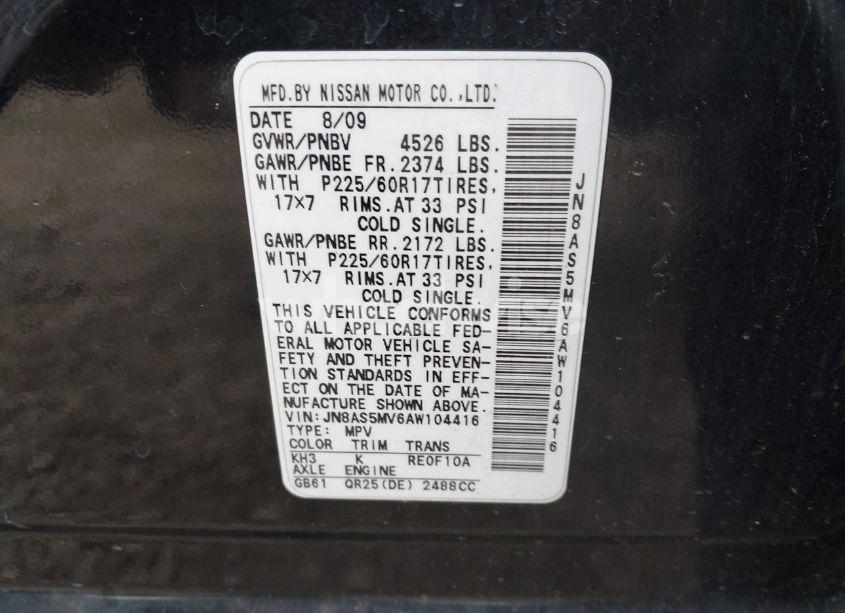 Photo 9 of 2010 Nissan Rogue SL (VIN JN8AS5MV6AW104416)