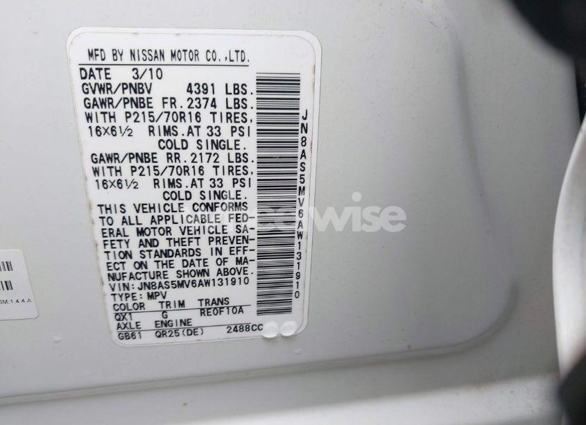 Photo 9 of 2010 Nissan Rogue S (VIN JN8AS5MV6AW131910)