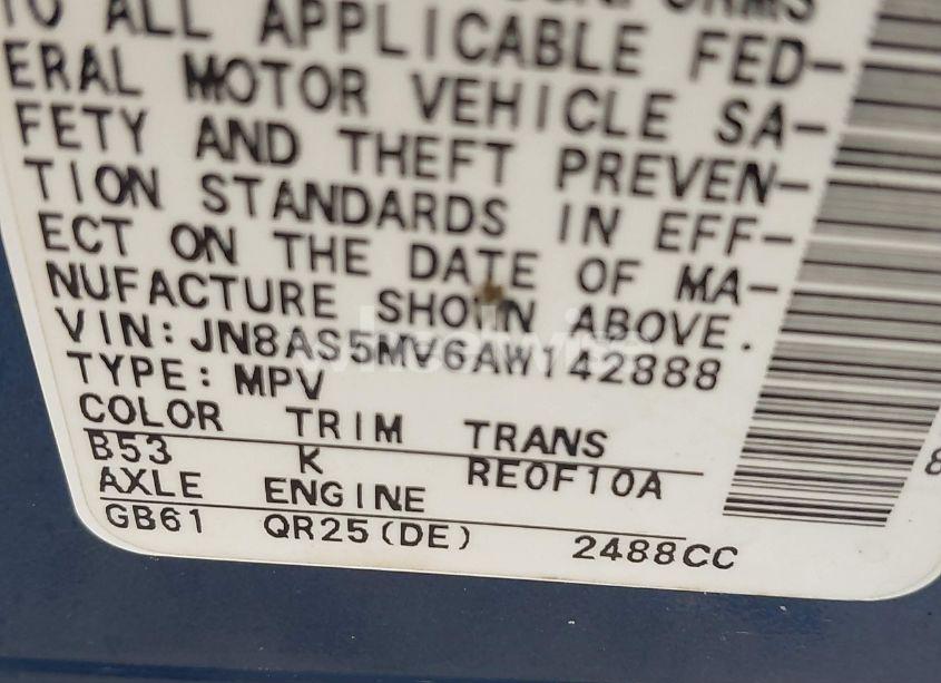 Photo 9 of 2010 Nissan Rogue S (VIN JN8AS5MV6AW142888)