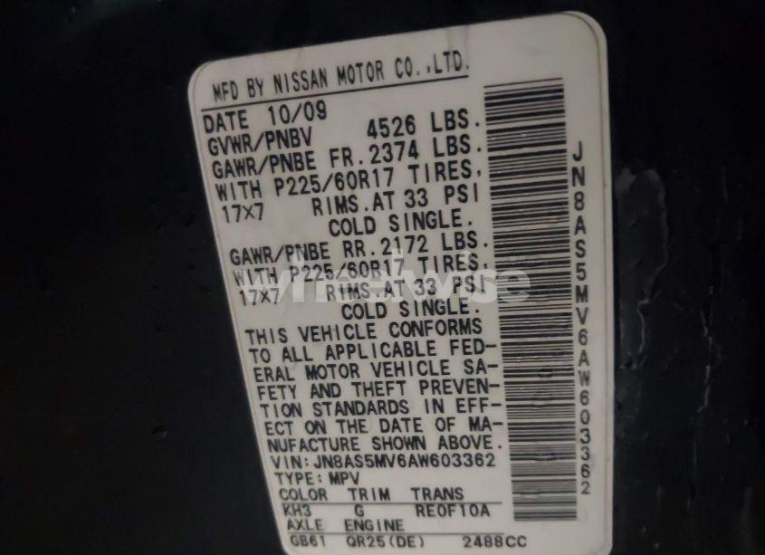 Photo 9 of 2010 Nissan Rogue SL (VIN JN8AS5MV6AW603362)