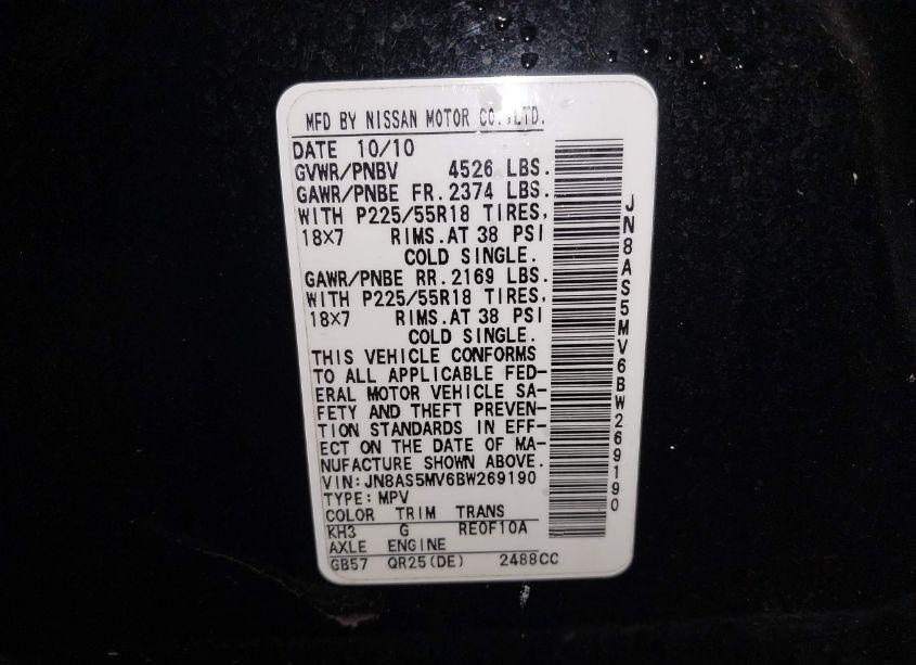 Photo 9 of 2011 Nissan Rogue SV (VIN JN8AS5MV6BW269190)