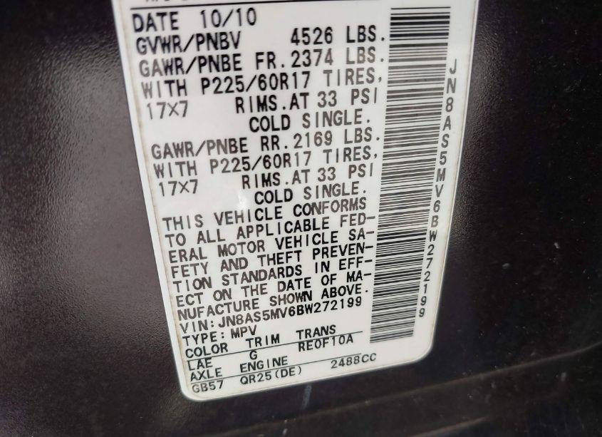 Photo 9 of 2011 Nissan Rogue SV (VIN JN8AS5MV6BW272199)