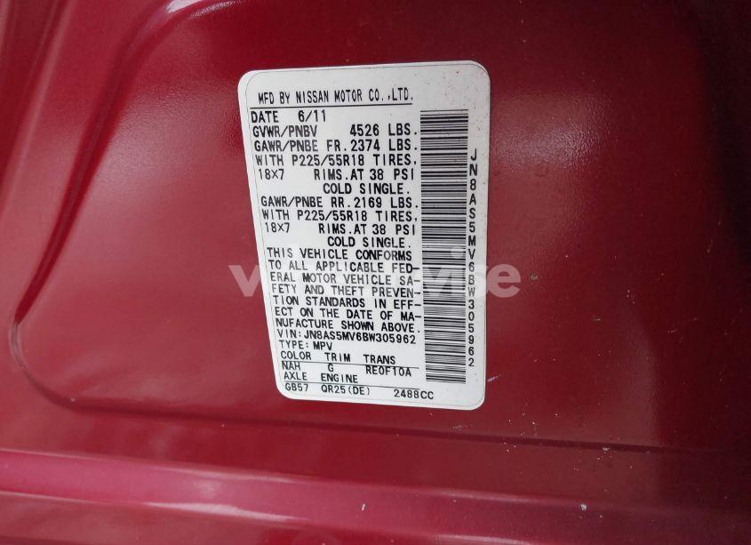 Photo 9 of 2011 Nissan Rogue SV (VIN JN8AS5MV6BW305962)