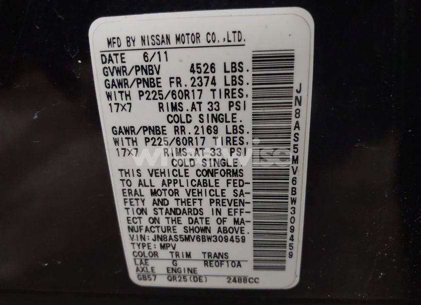 Photo 9 of 2011 Nissan Rogue SV (VIN JN8AS5MV6BW309459)