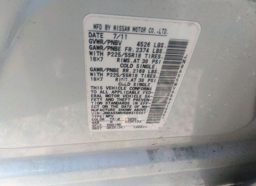 Photo 9 of 2011 Nissan Rogue SV (VIN JN8AS5MV6BW315987)