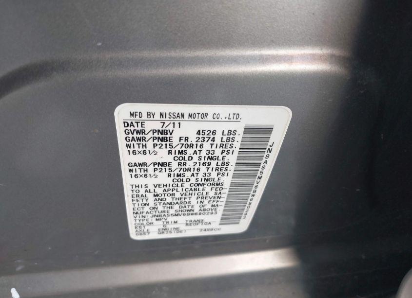 Photo 9 of 2011 Nissan Rogue S (VIN JN8AS5MV6BW690293)