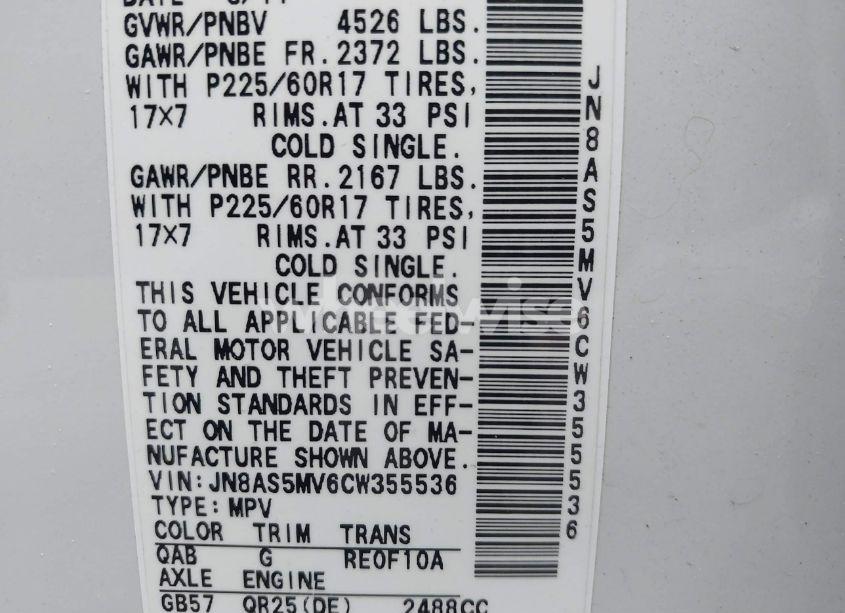 Photo 9 of 2012 Nissan Rogue SV (VIN JN8AS5MV6CW355536)