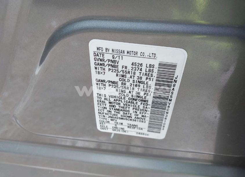 Photo 9 of 2012 Nissan Rogue SV W/SL PKG (VIN JN8AS5MV6CW361093)