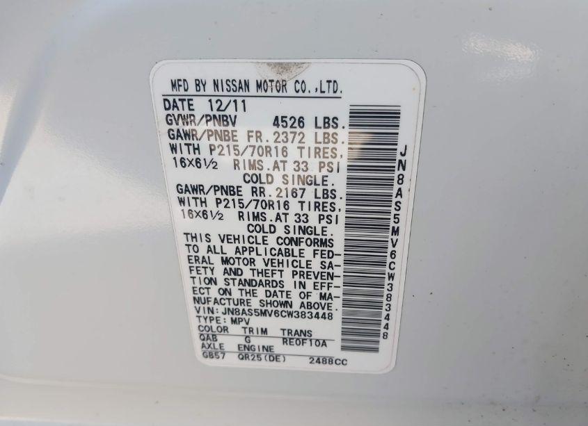 Photo 9 of 2012 Nissan Rogue S (VIN JN8AS5MV6CW383448)