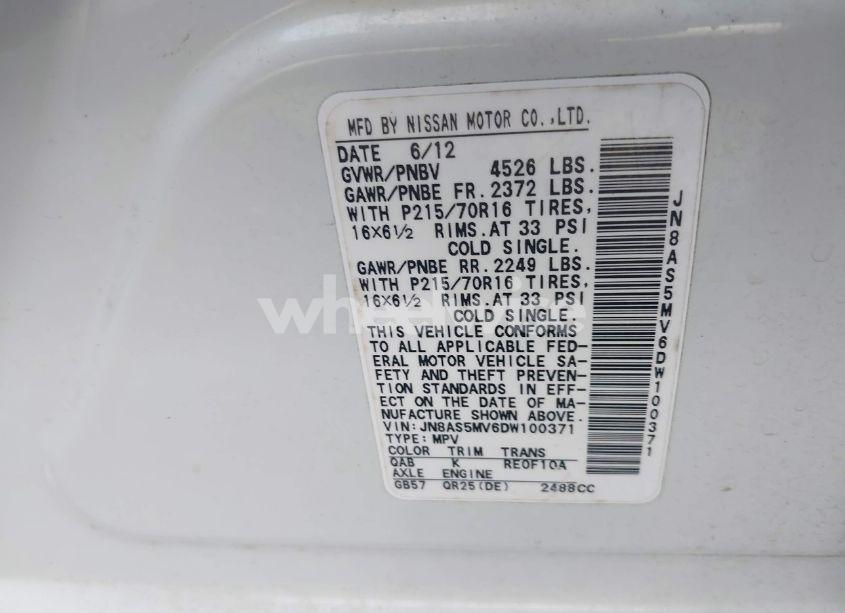 Photo 9 of 2013 Nissan Rogue S (VIN JN8AS5MV6DW100371)