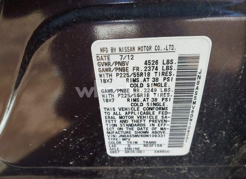 Photo 9 of 2013 Nissan Rogue SV W/SL PKG (VIN JN8AS5MV6DW109331)