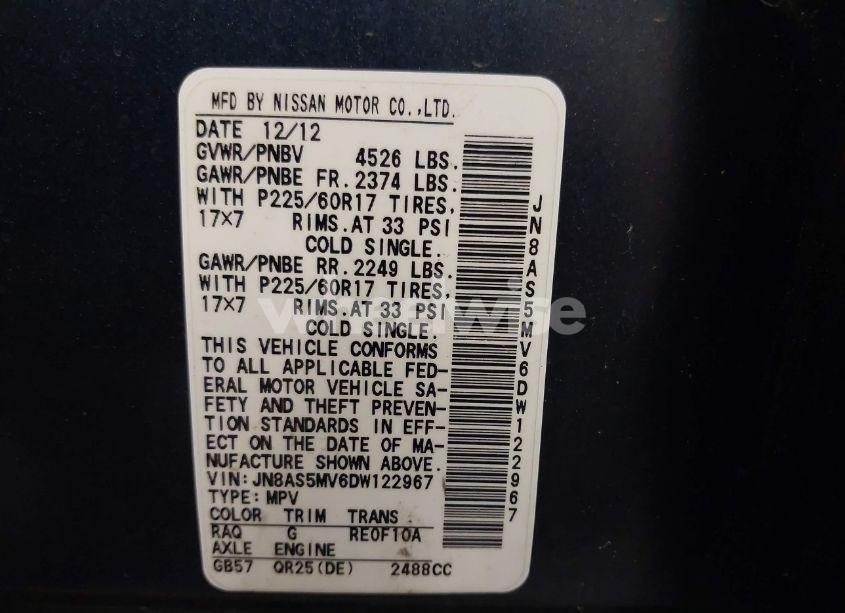 Photo 9 of 2013 Nissan Rogue SV (VIN JN8AS5MV6DW122967)