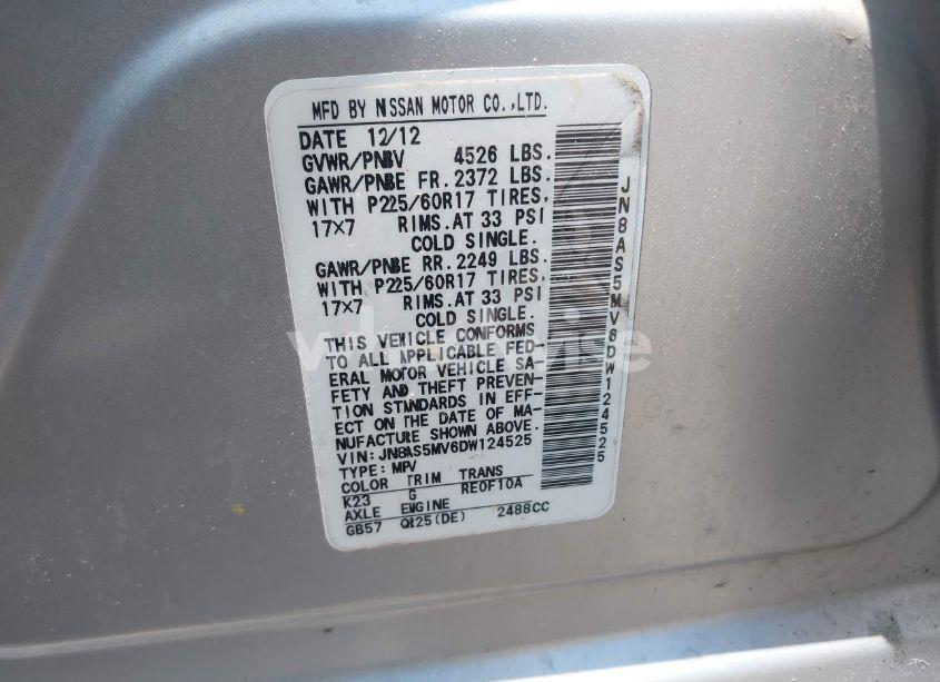 Photo 9 of 2013 Nissan Rogue SV (VIN JN8AS5MV6DW124525)