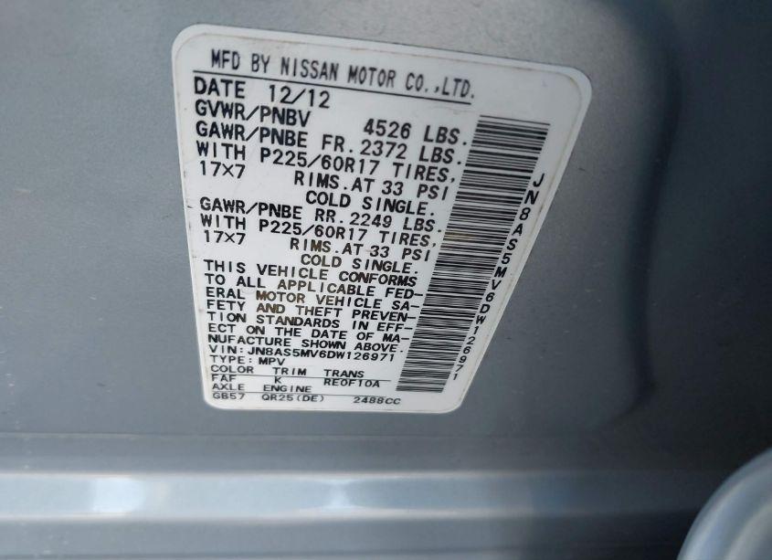 Photo 9 of 2013 Nissan Rogue SV (VIN JN8AS5MV6DW126971)