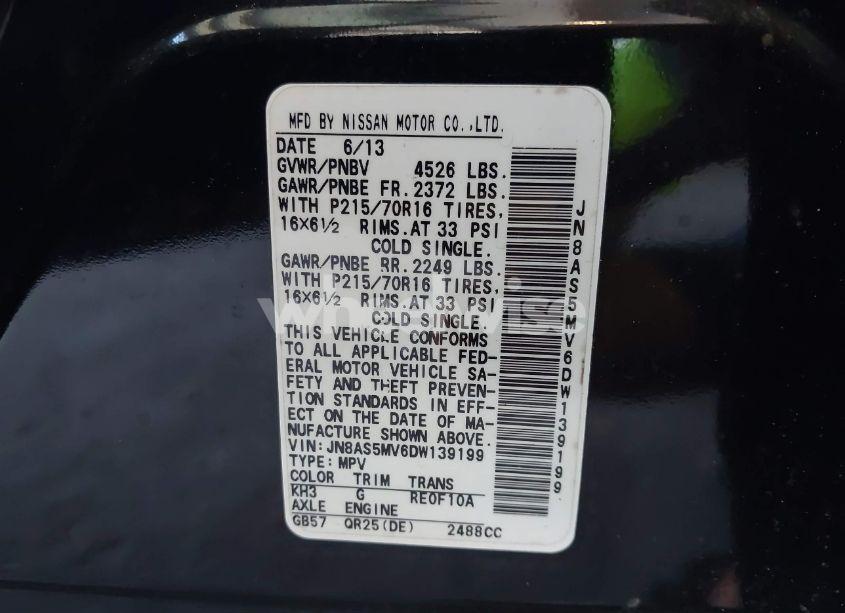 Photo 9 of 2013 Nissan Rogue S (VIN JN8AS5MV6DW139199)