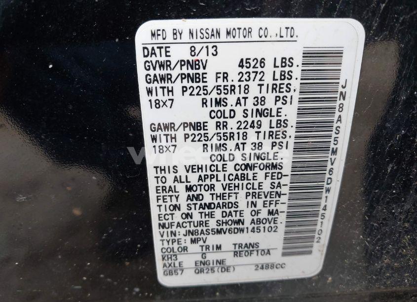 Photo 9 of 2013 Nissan Rogue SV W/SL PKG (VIN JN8AS5MV6DW145102)