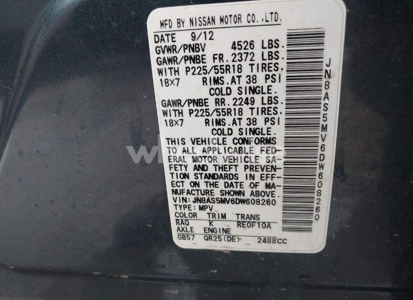 Photo 9 of 2013 Nissan Rogue SV W/SL PKG (VIN JN8AS5MV6DW608260)