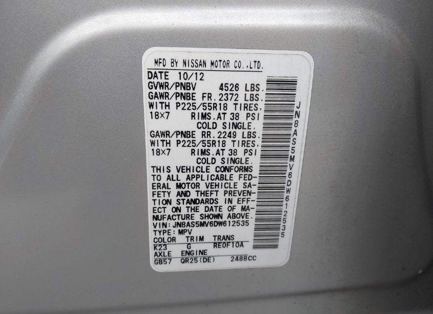 Photo 9 of 2013 Nissan Rogue SV W/SL PKG (VIN JN8AS5MV6DW612535)