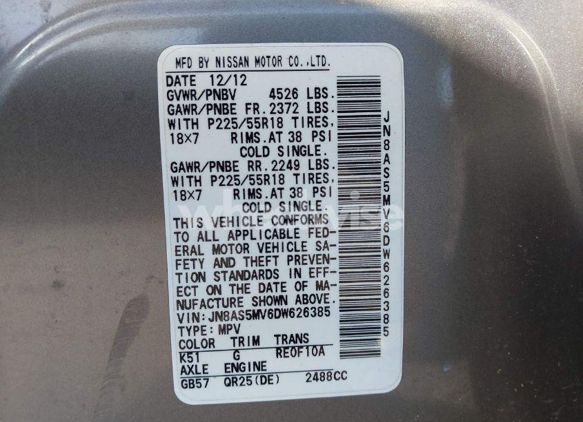 Photo 9 of 2013 Nissan Rogue SV W/SL PKG (VIN JN8AS5MV6DW626385)