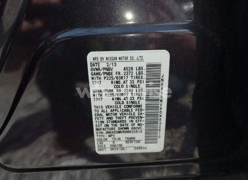 Photo 9 of 2013 Nissan Rogue SV (VIN JN8AS5MV6DW632610)