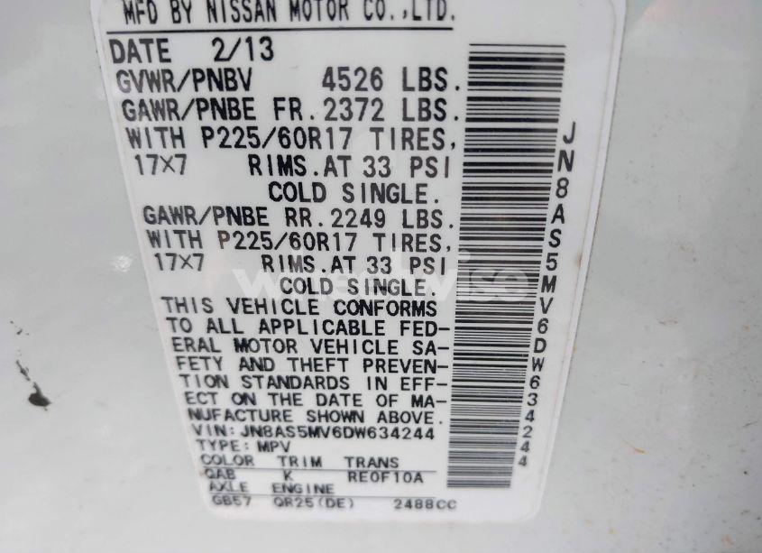 Photo 9 of 2013 Nissan Rogue SV (VIN JN8AS5MV6DW634244)