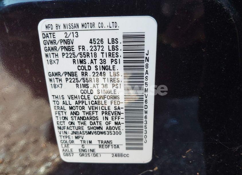 Photo 9 of 2013 Nissan Rogue SV W/SL PKG (VIN JN8AS5MV6DW635300)