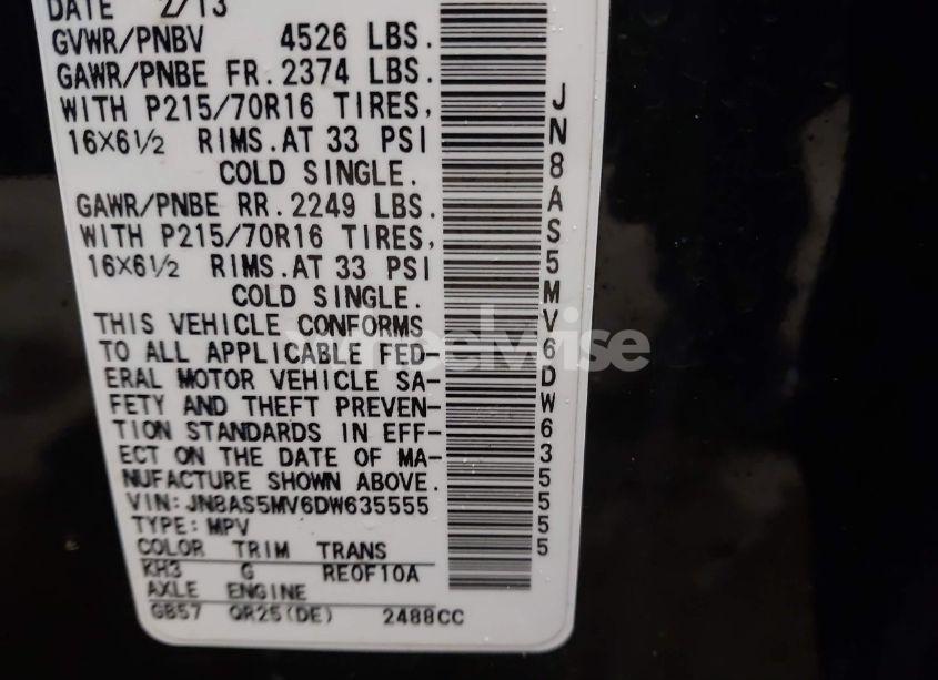 Photo 9 of 2013 Nissan Rogue S (VIN JN8AS5MV6DW635555)