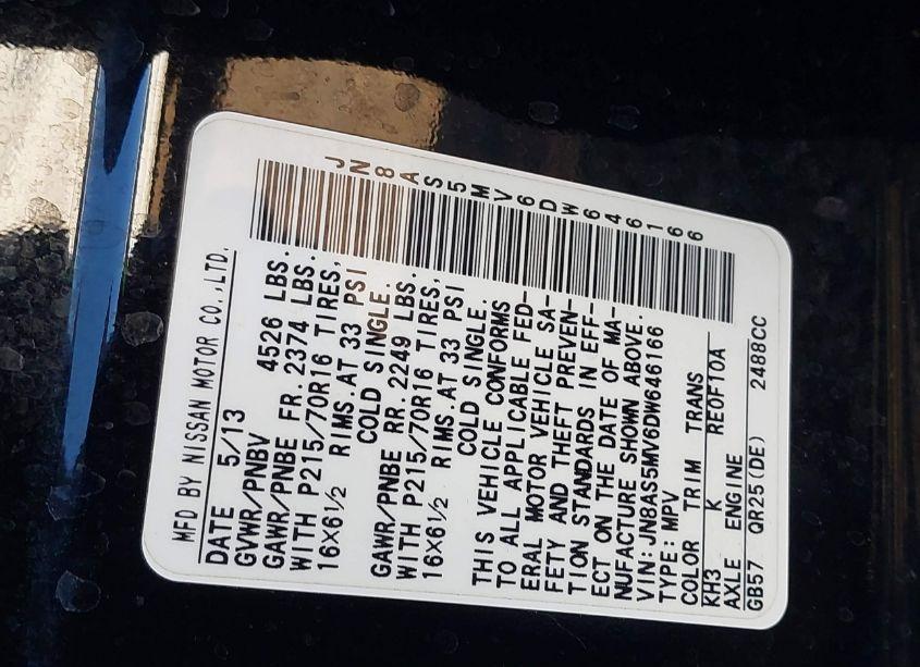 Photo 9 of 2013 Nissan Rogue S (VIN JN8AS5MV6DW646166)