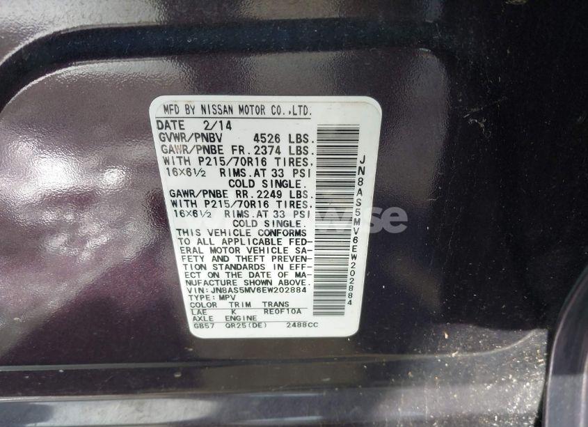 Photo 9 of 2014 Nissan Rogue SELECT S (VIN JN8AS5MV6EW202884)