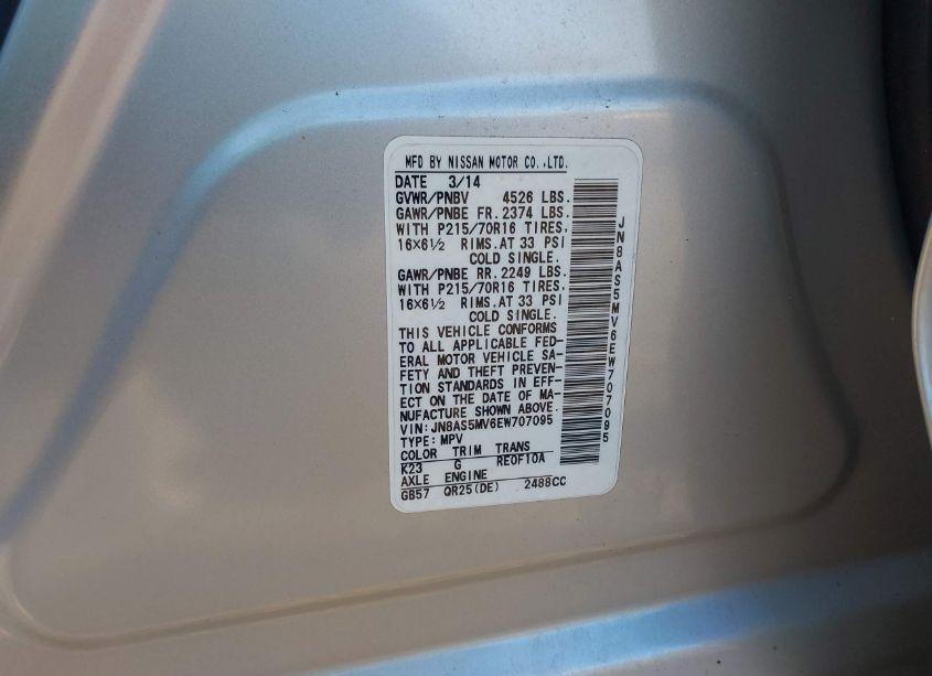 Photo 9 of 2014 Nissan Rogue SELECT S (VIN JN8AS5MV6EW707095)