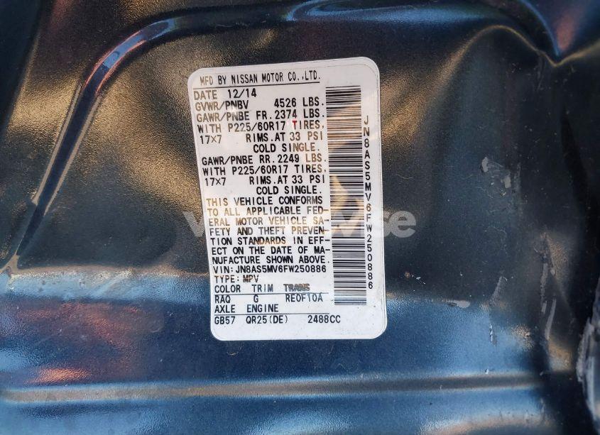 Photo 9 of 2015 Nissan Rogue SELECT S (VIN JN8AS5MV6FW250886)