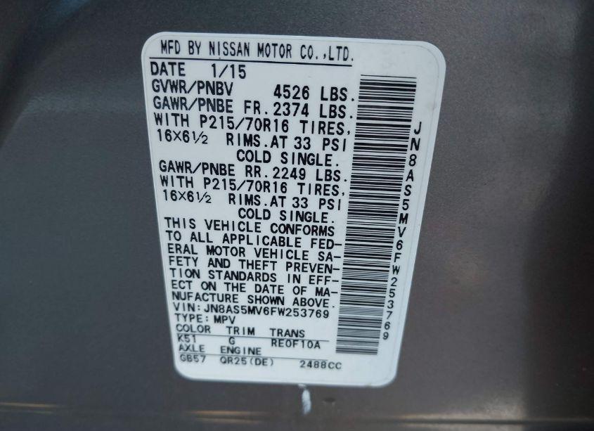 Photo 9 of 2015 Nissan Rogue SELECT S (VIN JN8AS5MV6FW253769)