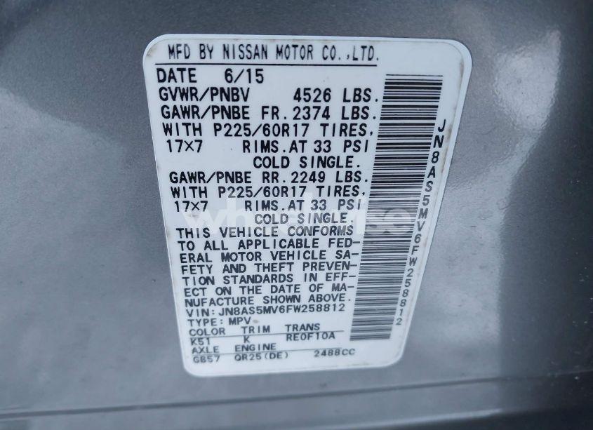 Photo 9 of 2015 Nissan Rogue SELECT (VIN JN8AS5MV6FW258812)