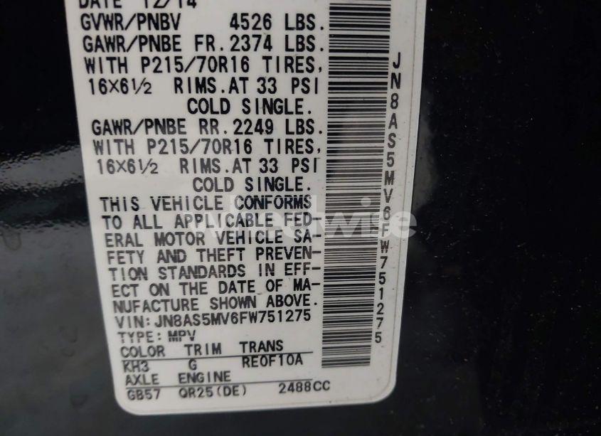 Photo 9 of 2015 Nissan Rogue SELECT S (VIN JN8AS5MV6FW751275)