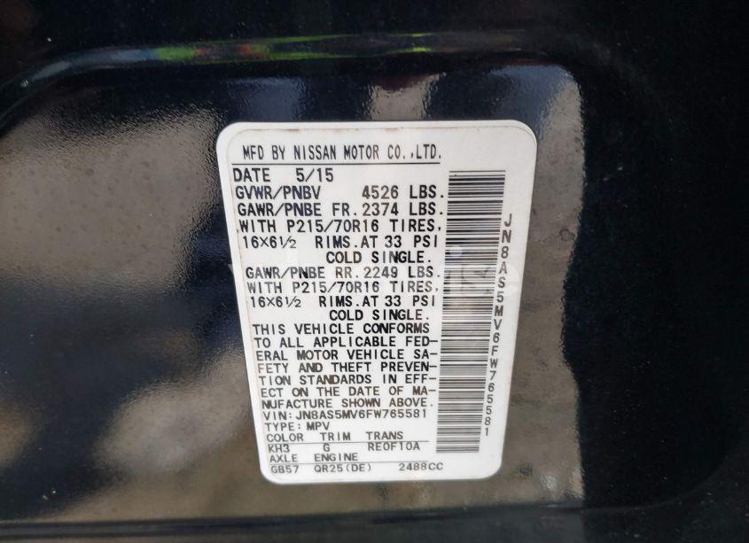 Photo 9 of 2015 Nissan Rogue SELECT S (VIN JN8AS5MV6FW765581)