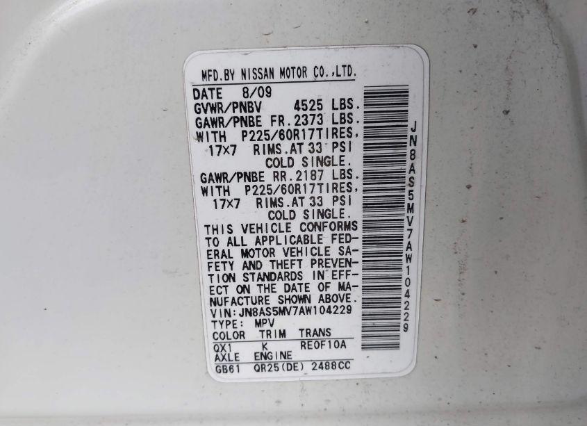 Photo 9 of 2010 Nissan Rogue SL (VIN JN8AS5MV7AW104229)