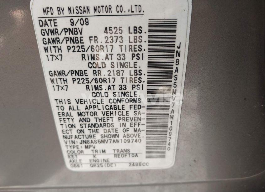 Photo 9 of 2010 Nissan Rogue SL (VIN JN8AS5MV7AW109740)