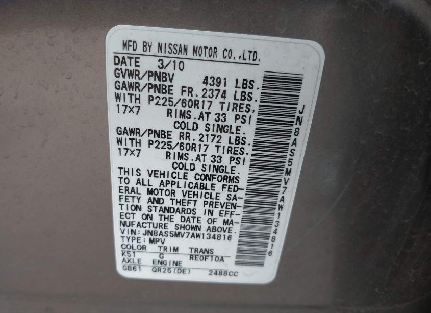 Photo 9 of 2010 Nissan Rogue S KROM EDITION (VIN JN8AS5MV7AW134816)