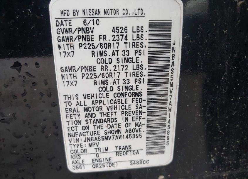 Photo 9 of 2010 Nissan Rogue SL (VIN JN8AS5MV7AW145895)