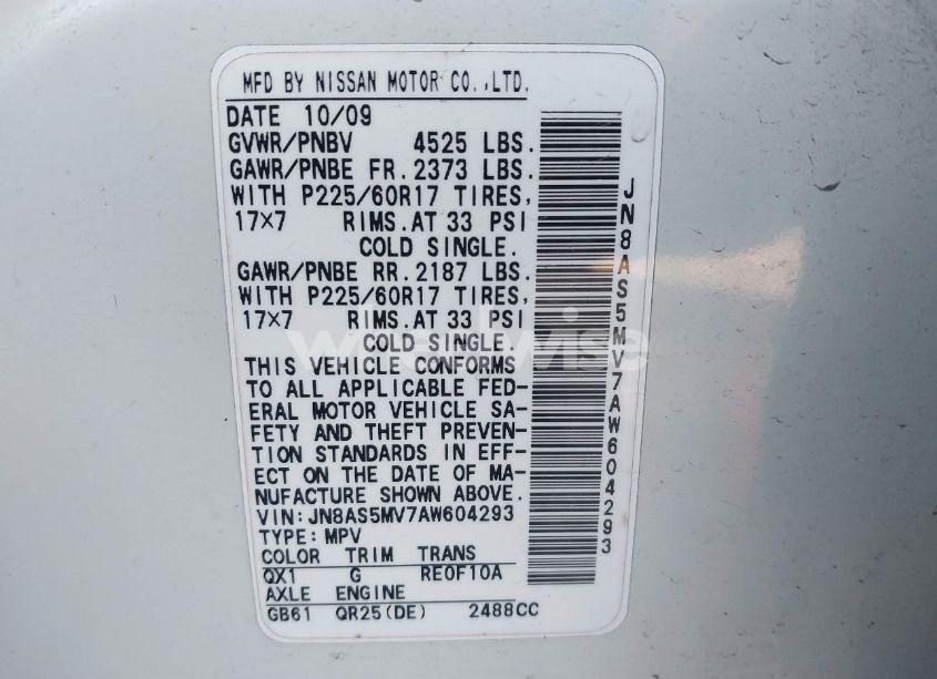 Photo 9 of 2010 Nissan Rogue SL (VIN JN8AS5MV7AW604293)