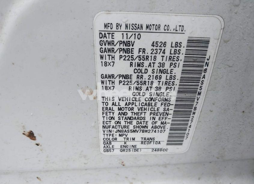 Photo 9 of 2011 Nissan Rogue SV (VIN JN8AS5MV7BW274107)