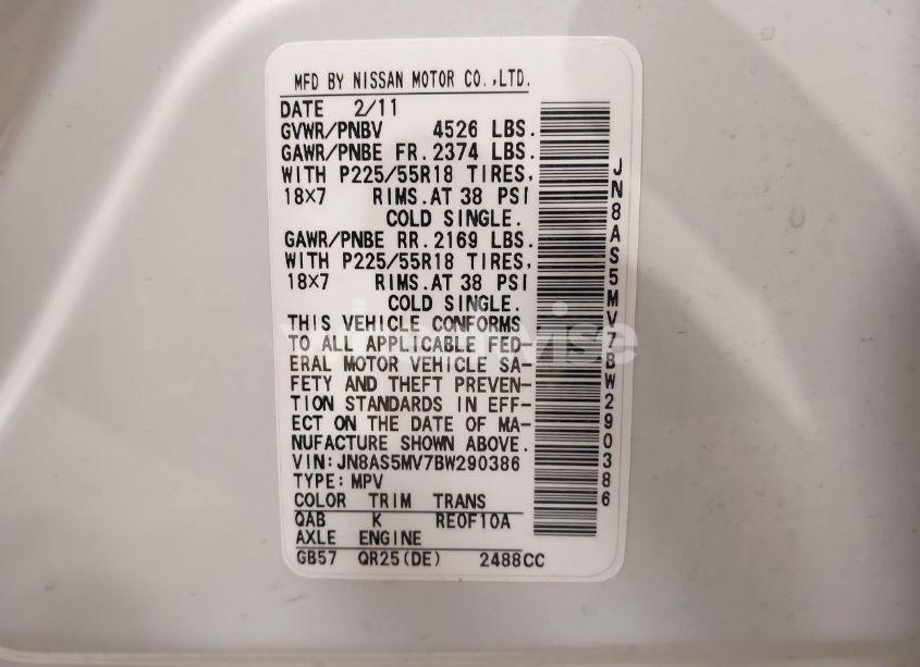 Photo 9 of 2011 Nissan Rogue SV (VIN JN8AS5MV7BW290386)