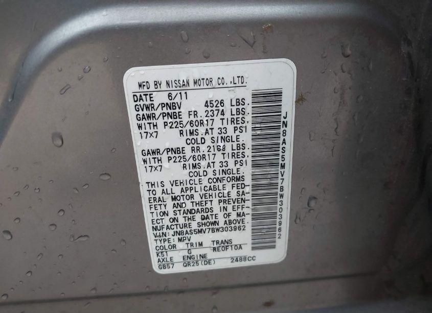 Photo 9 of 2011 Nissan Rogue SV (VIN JN8AS5MV7BW303962)