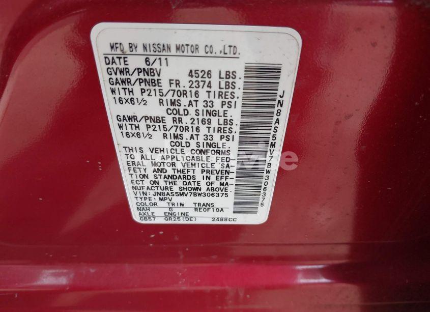 Photo 9 of 2011 Nissan Rogue S (VIN JN8AS5MV7BW306375)