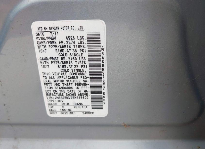 Photo 9 of 2011 Nissan Rogue SV (VIN JN8AS5MV7BW315609)