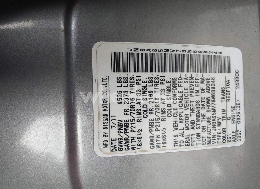 Photo 9 of 2011 Nissan Rogue S (VIN JN8AS5MV7BW689248)