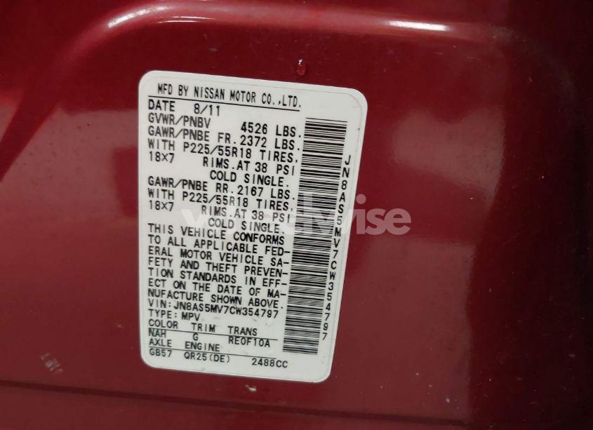 Photo 9 of 2012 Nissan Rogue SV W/SL PKG (VIN JN8AS5MV7CW354797)