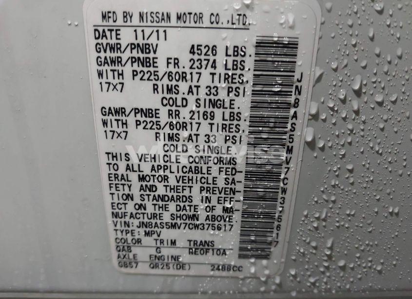 Photo 9 of 2012 Nissan Rogue SV (VIN JN8AS5MV7CW375617)