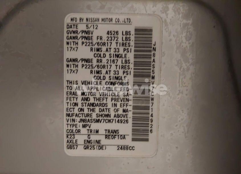 Photo 9 of 2012 Nissan Rogue SV (VIN JN8AS5MV7CW714926)