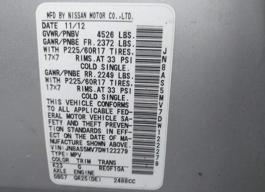 Photo 9 of 2013 Nissan Rogue SV (VIN JN8AS5MV7DW122279)